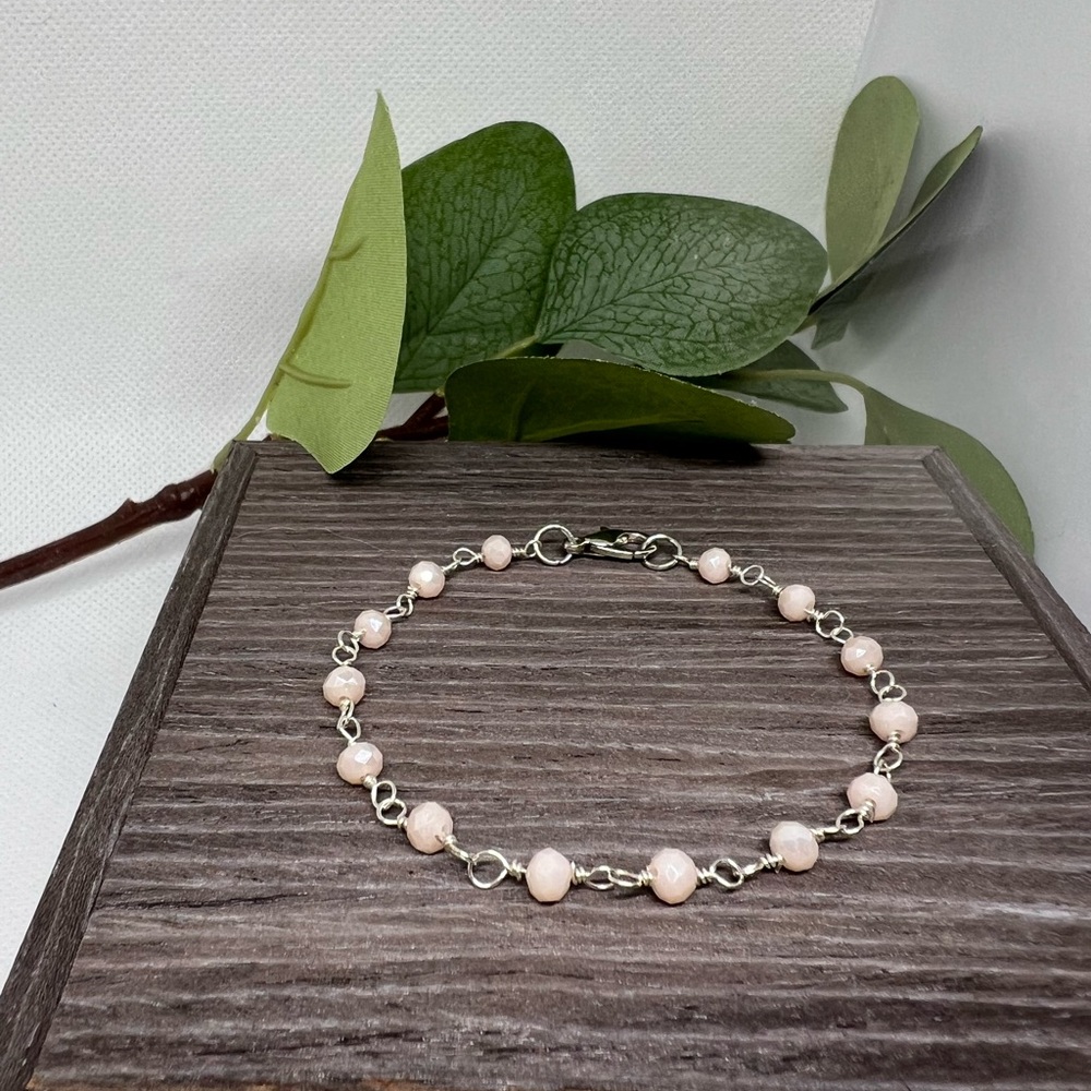 Dainty Ceramic Bead Bracelet - Light Pink